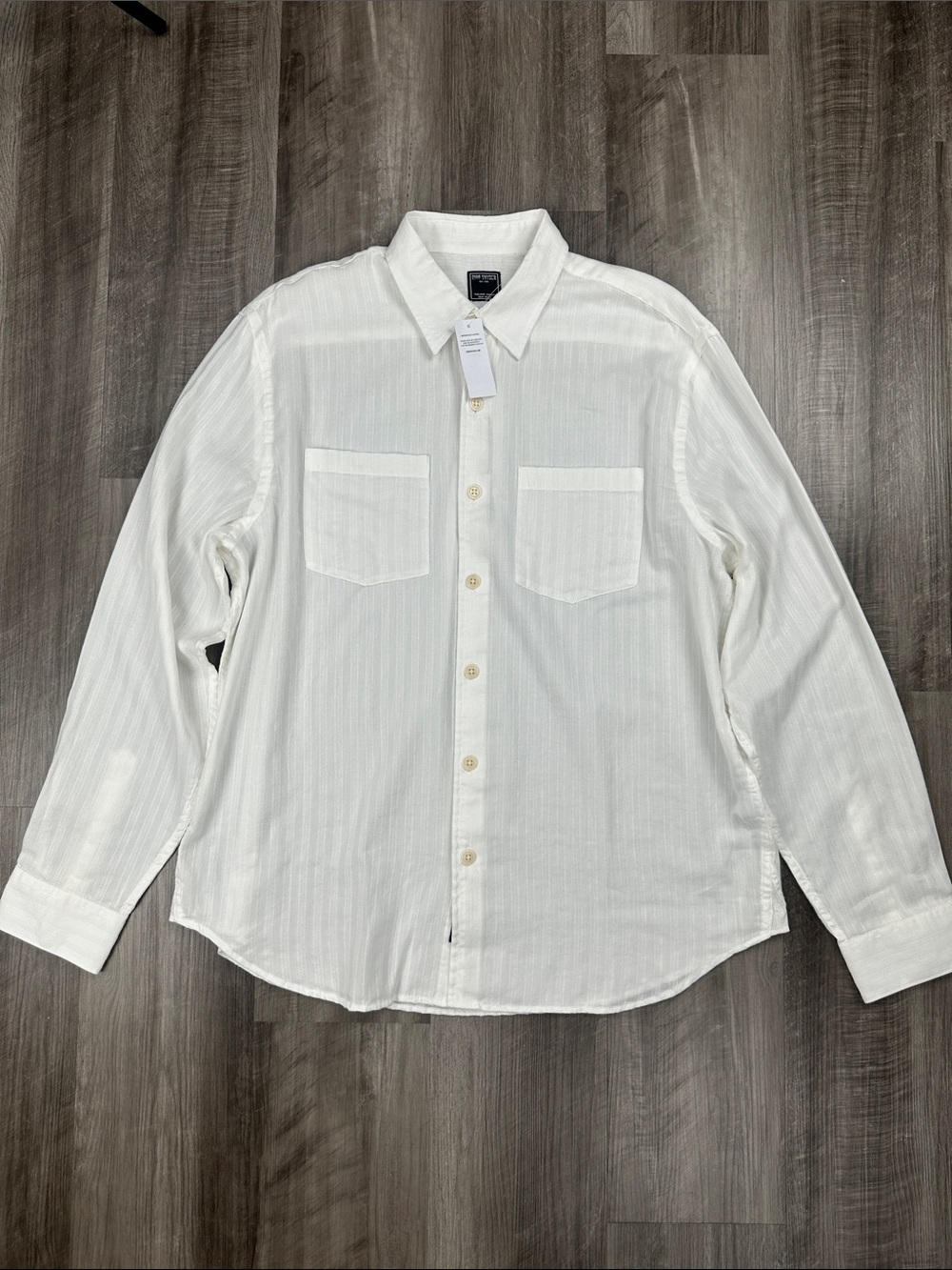 Todd Snyder Jacquard Two Pocket Point Collar White Long Sleeve Button Down - XL - Picture 2 of 8